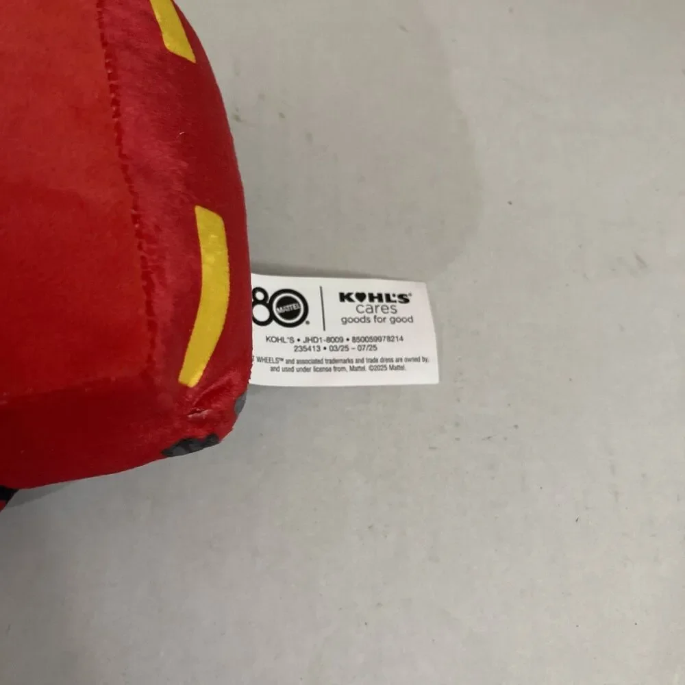 Kohls Hot Wheels 80th Anniversary Plush Stuffed Animal Mattel Red Car